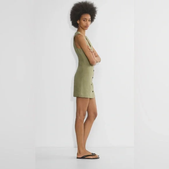 Aritzia Wilford CruiseLine Aria Button-Front V-Neck Vest Mini Dress - Picture 3 of 10